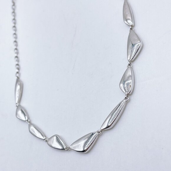 Kendra Scott Silver Link Chain Necklace Geometric Shaped Details - Picture 3 of 5